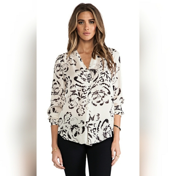 Rebecca Taylor | Artisan Floral Cream Black Blouse - Picture 1 of 9